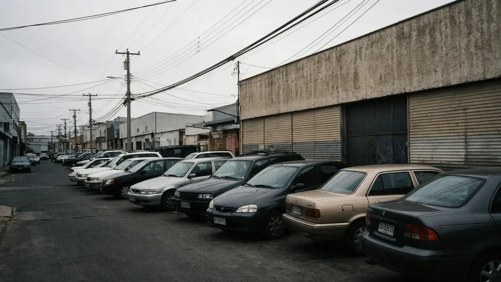 Lote de autos en una calle industrial de San Antonio — JCHCAR Chile
