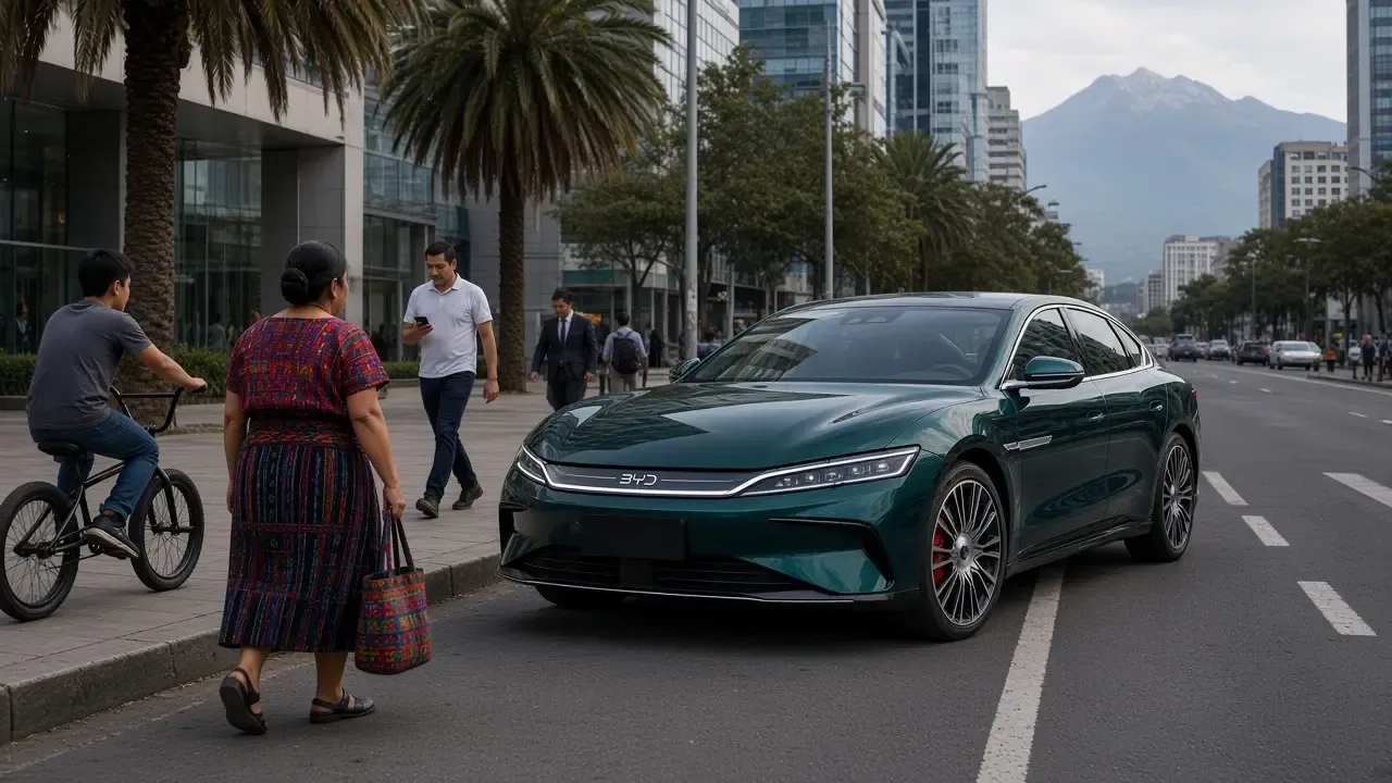 BYD Han en la Avenida Reforma de la ciudad de Guatemala